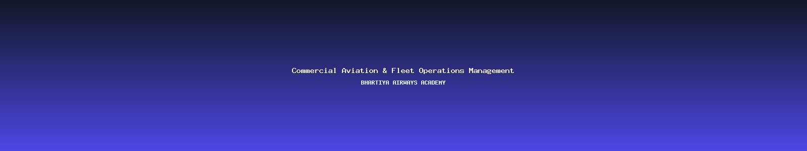 Commercial Aviation & Fleet Operations Management